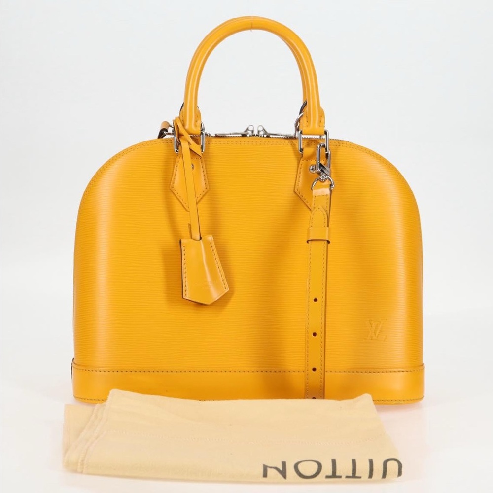 LOUIS VUITTON Epi Alma Citron PM Hand Bag Mimosa with the Matching LV strap